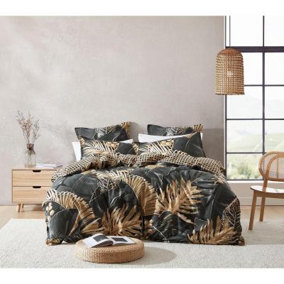 Logan & Mason Danton Black Cotton/Polyester Printed Quilt Cover Set | King Bed | Black